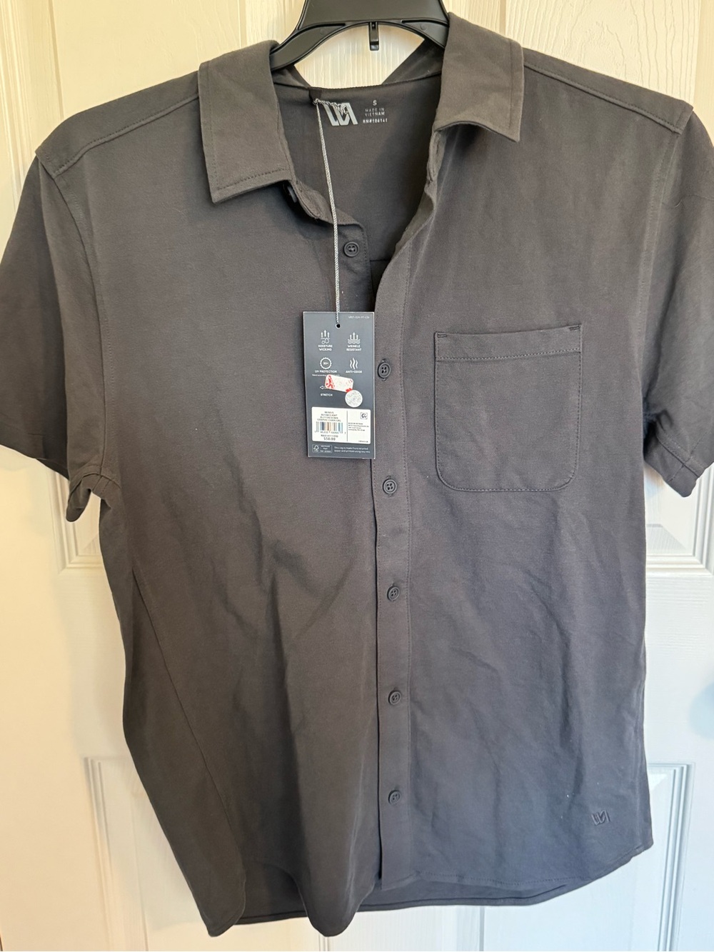 Men's Short-Sleeve Button-Down Shirt - Charcoal Gray